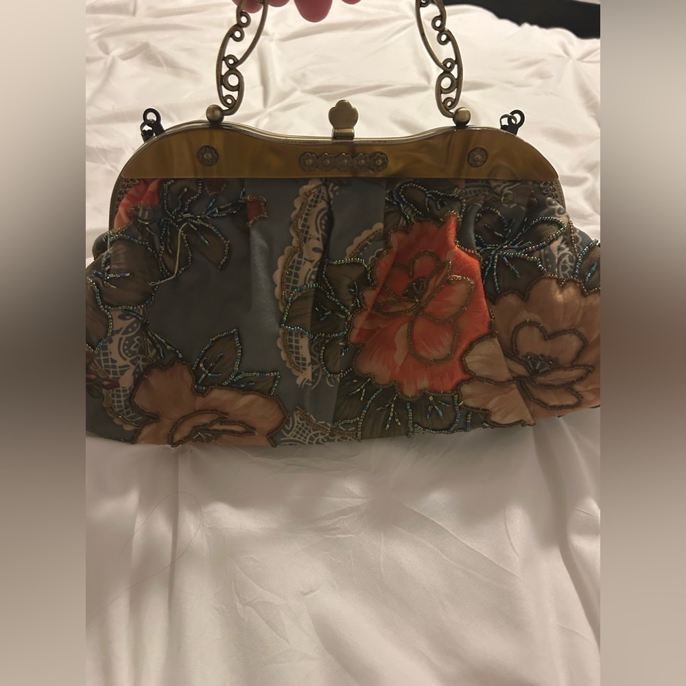 VINTAGE Floral Embroidered Handbag stunning colors